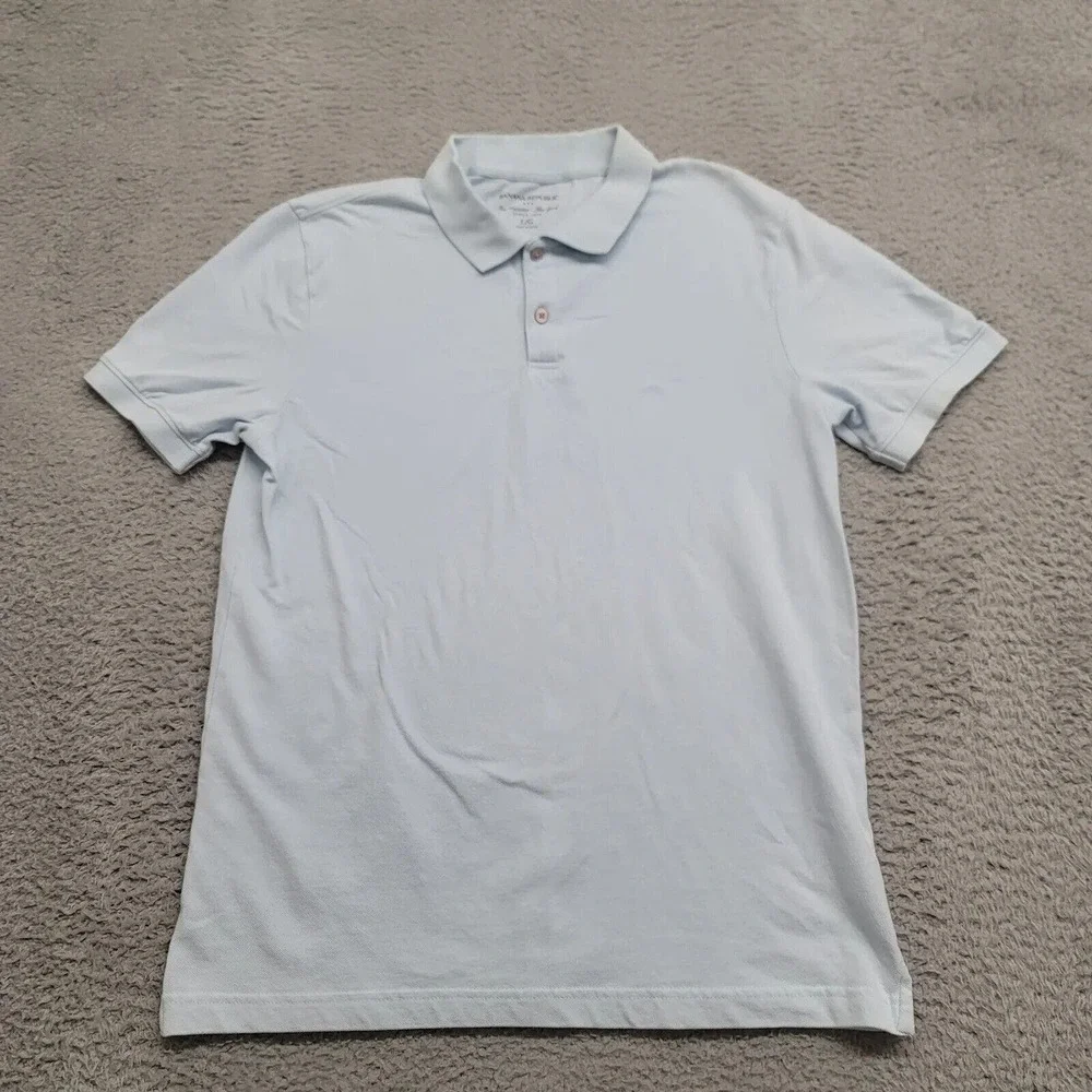 Banana Republic Shirt Mens Large‎ Blue Short Sleeve Pocket Classic Preppy Polo
